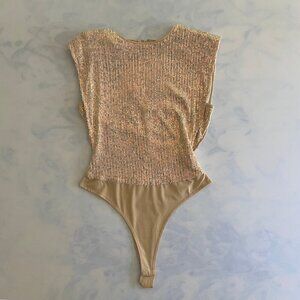 Privy Gold Sparkly Sequin Sleeveless Bodysuit Top